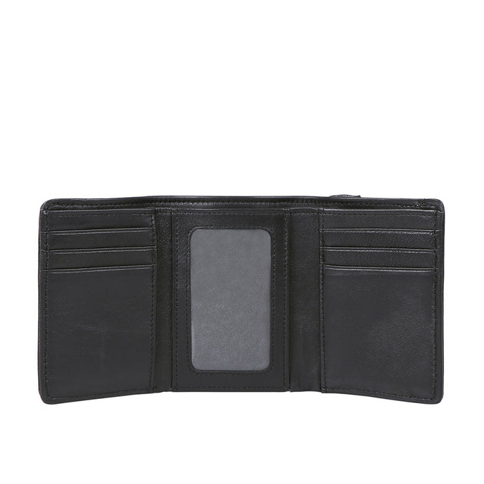 Hera W6 Black Leather Trifold Wallet