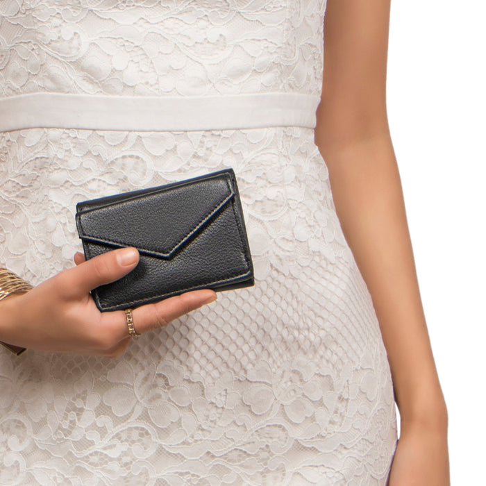 Hera W6 Black Leather Trifold Wallet