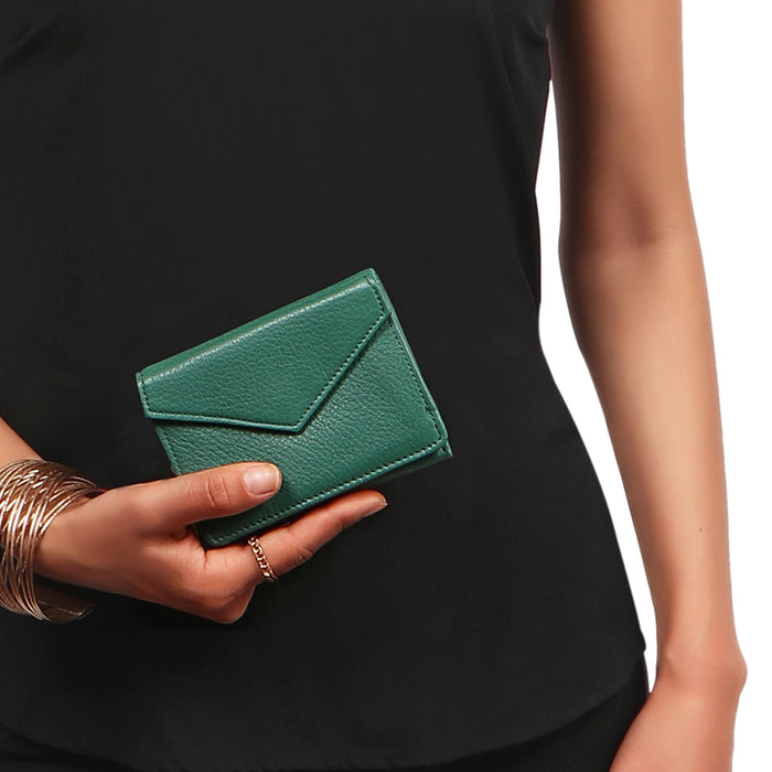 Hera W6 Green Leather Trifold Wallet