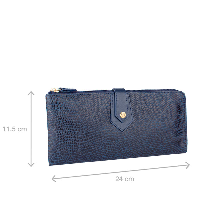 Hong Kongw3 Sb Blue Leather Zip Around Wallet