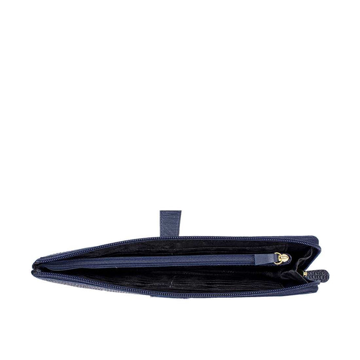Hong Kongw3 Sb Blue Leather Zip Around Wallet