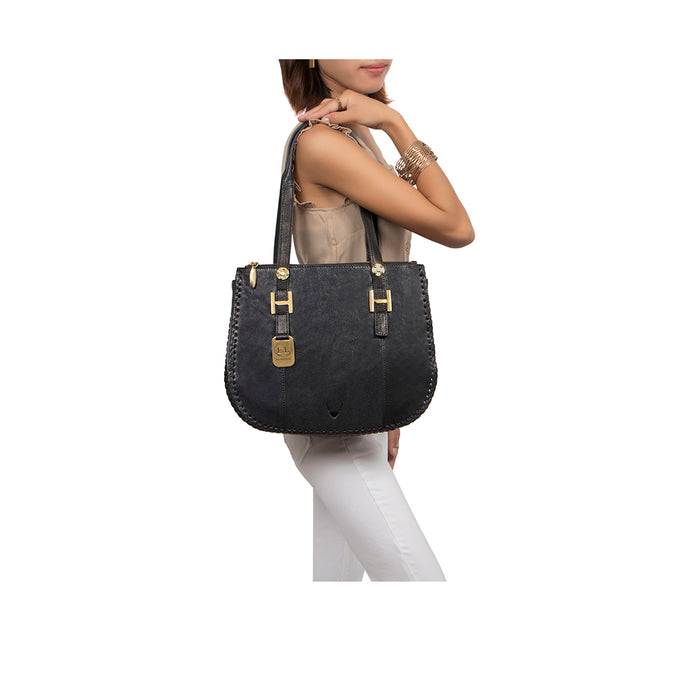 Hope 03 Black Leather Tote Bag