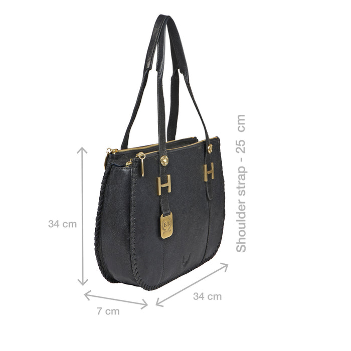 Hope 03 Black Leather Tote Bag