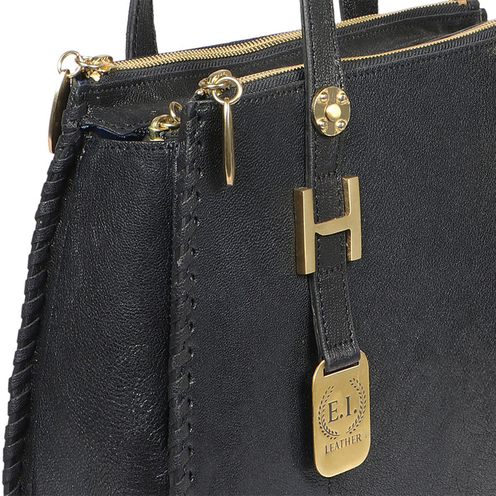 Hope 03 Black Leather Tote Bag