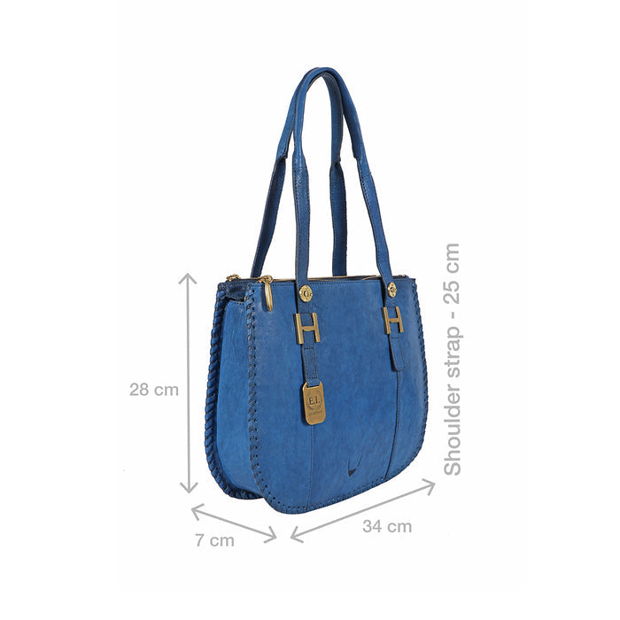 Hope 03 Blue Leather Tote Bag