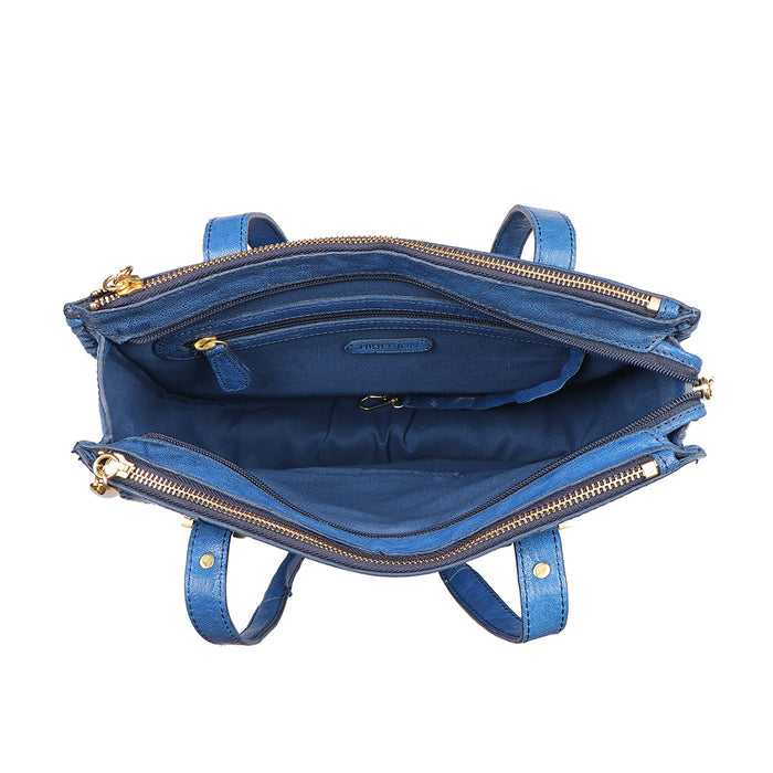 Hope 03 Blue Leather Tote Bag