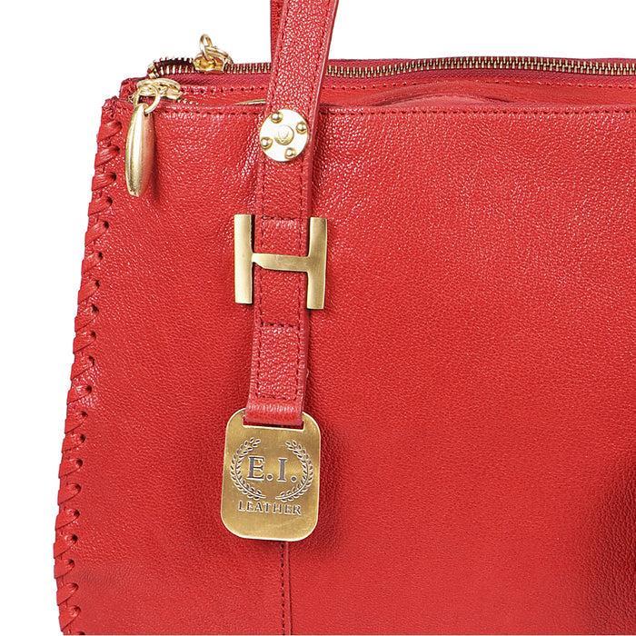 Hope 03 Red Leather Tote Bag