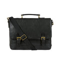 Hub 003 Black Leather  Briefcase