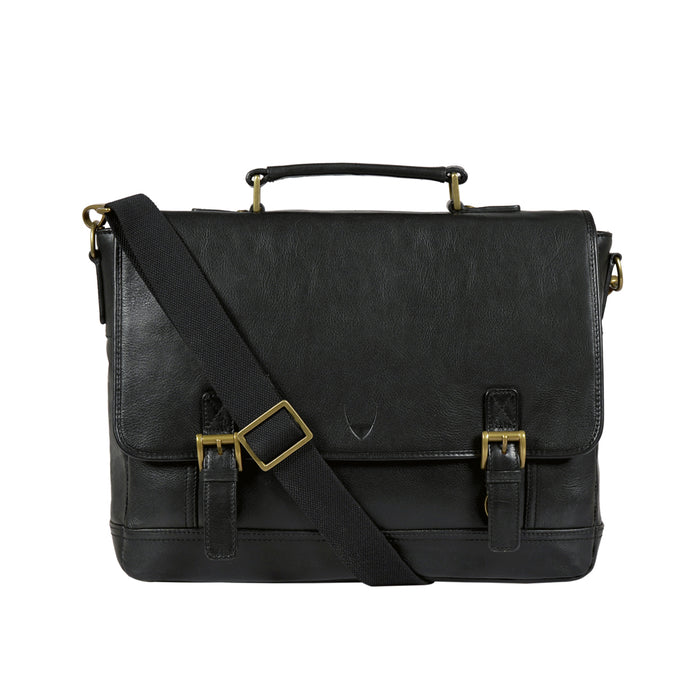 Hub 003 Black Leather  Briefcase