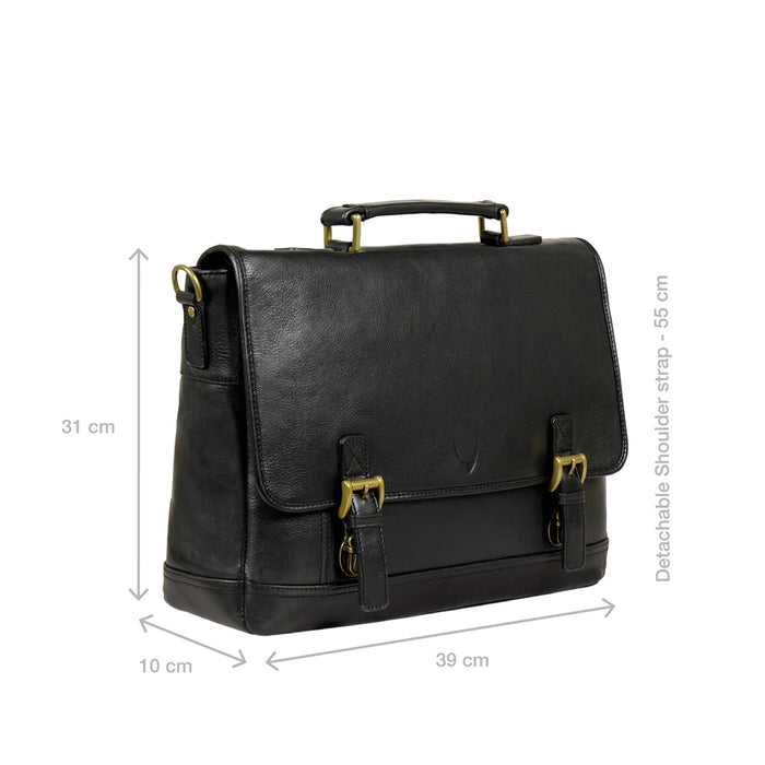 Hub 003 Black Leather  Briefcase