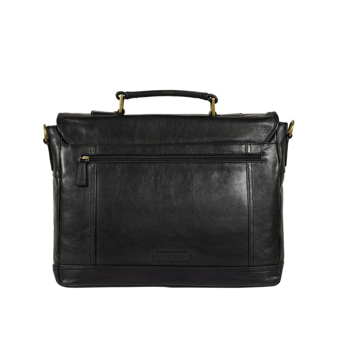 Hub 003 Black Leather  Briefcase