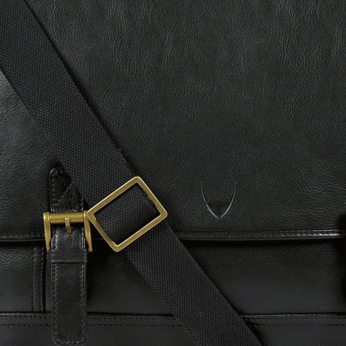 Hub 003 Black Leather  Briefcase