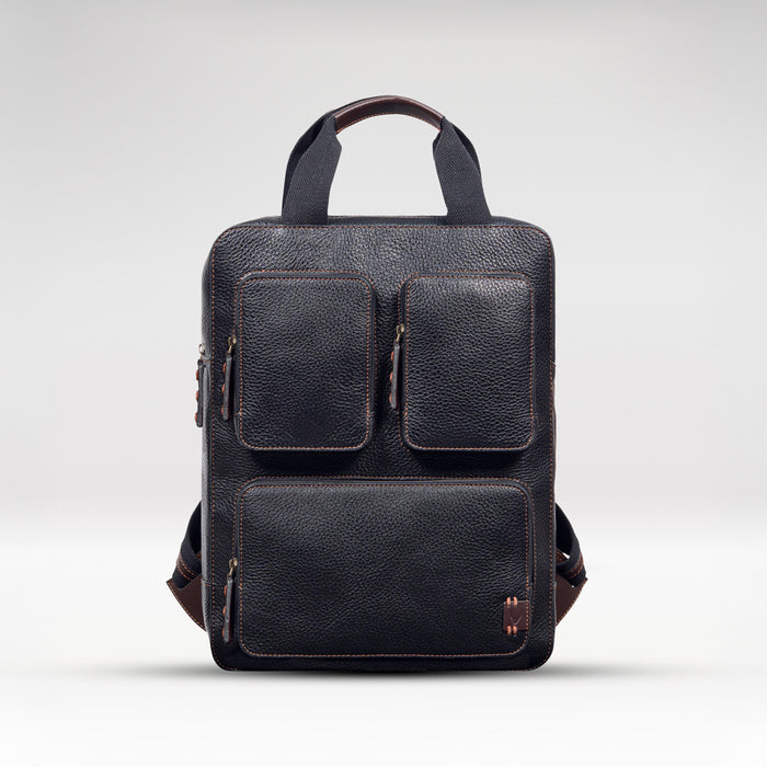 Hydor 03 Black Leather Backpack