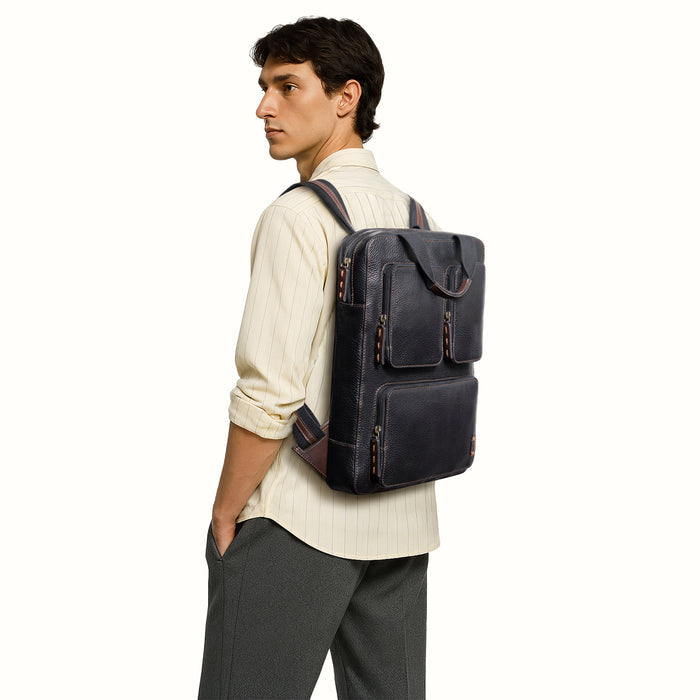 Hydor 03 Black Leather Backpack
