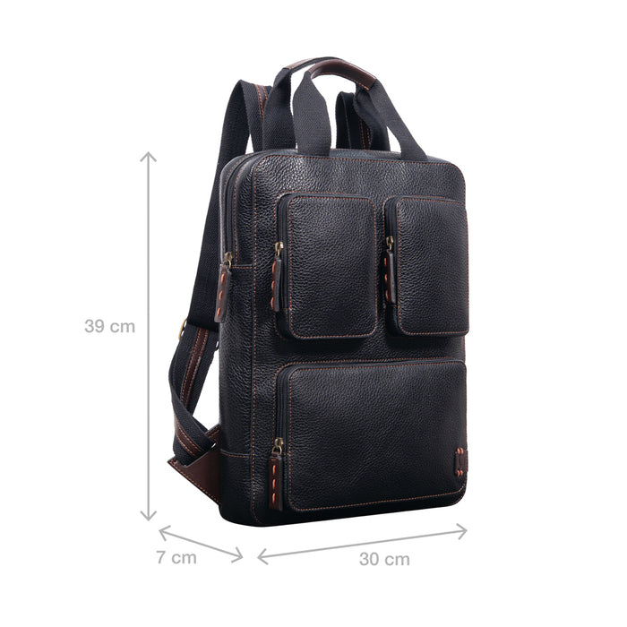 Hydor 03 Black Leather Backpack