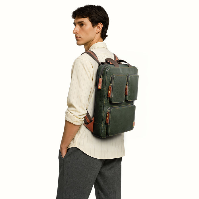 Hydor 03 Green Leather Backpack
