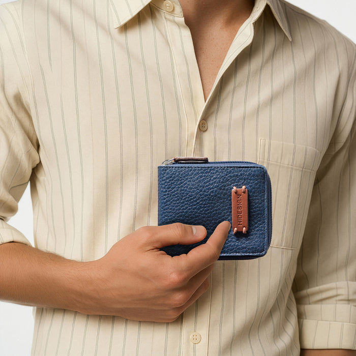Hydor W1 Blue Leather Bi Fold Wallet