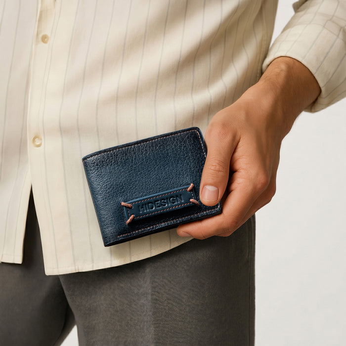 Hydor W2 Blue Leather Bi Fold Wallet