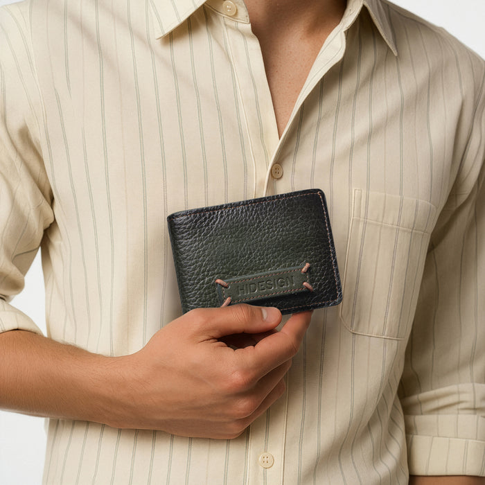 Hydor W2 Green Leather Bi Fold Wallet