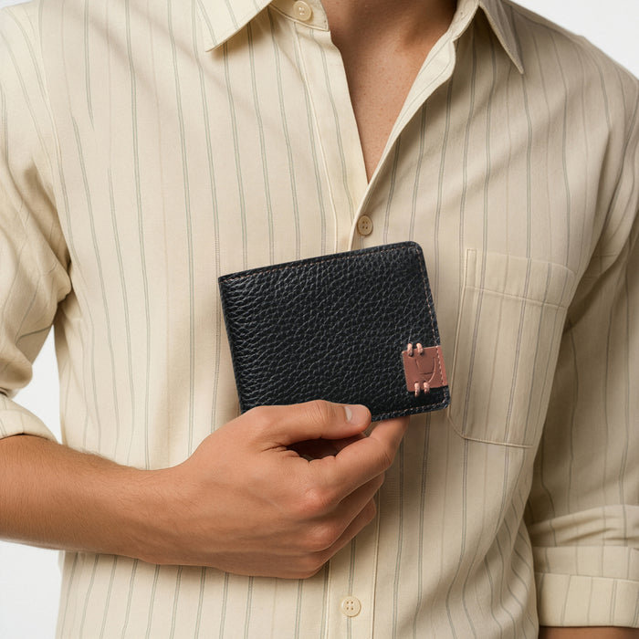 Hydor W3 Black Leather Bi Fold Wallet