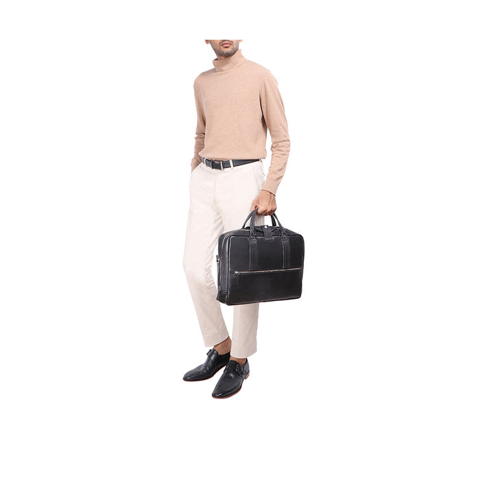 I Bag Al01 Black Leather  Briefcase