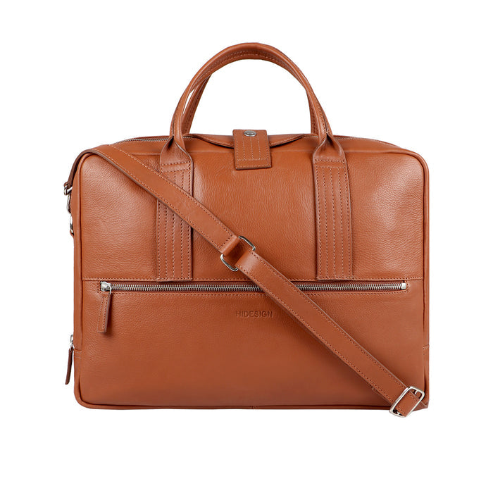 I Bag Al01 Tan Leather  Briefcase