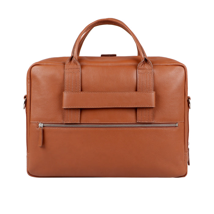 I Bag Al01 Tan Leather  Briefcase