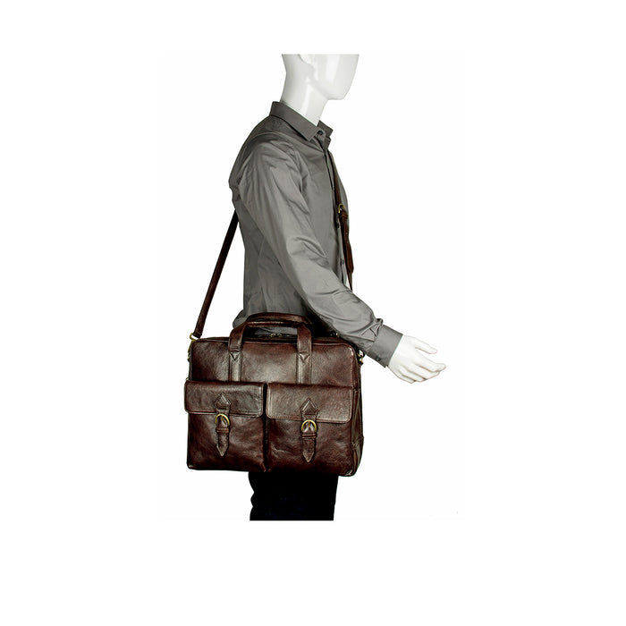 Indigo 02 E.I Brown Leather  Briefcase