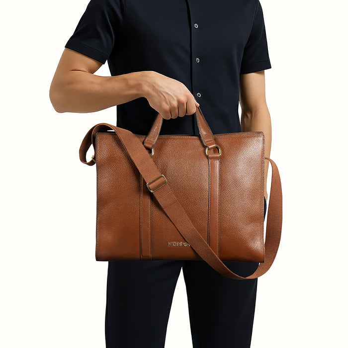 Insead 01 Tan Leather  Messenger Bag