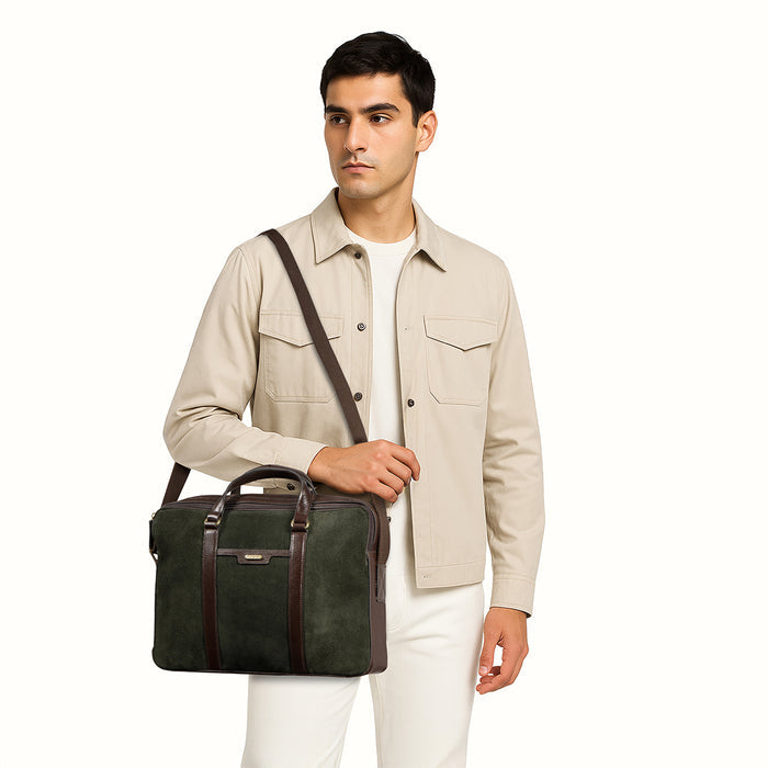 Insead 03 Green Leather  Messenger Bag