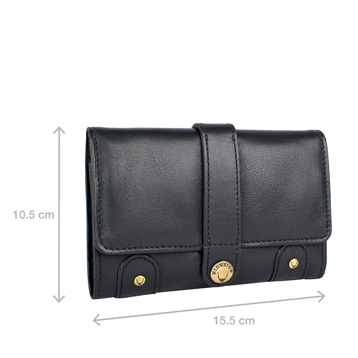 Intercato 10  Black Leather Trifold Wallet