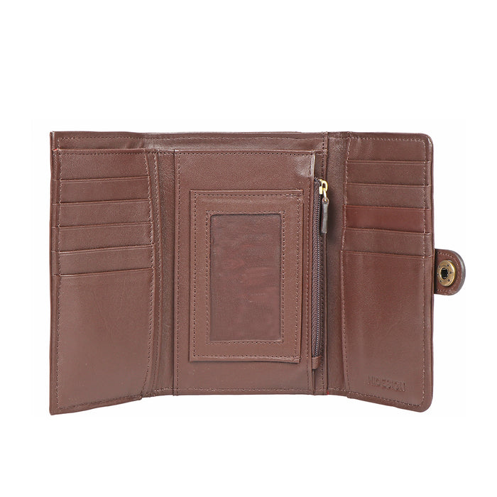 Intercato 10  Brown Leather Trifold Wallet