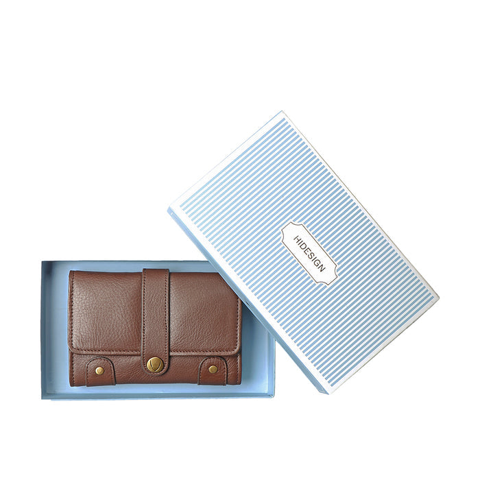Intercato 10  Brown Leather Trifold Wallet