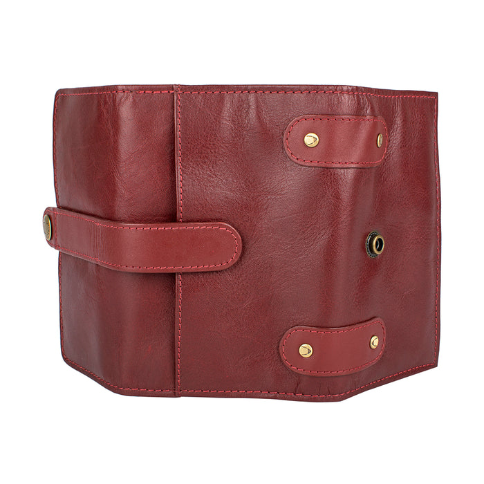 Intercato 10  Red Leather Trifold Wallet
