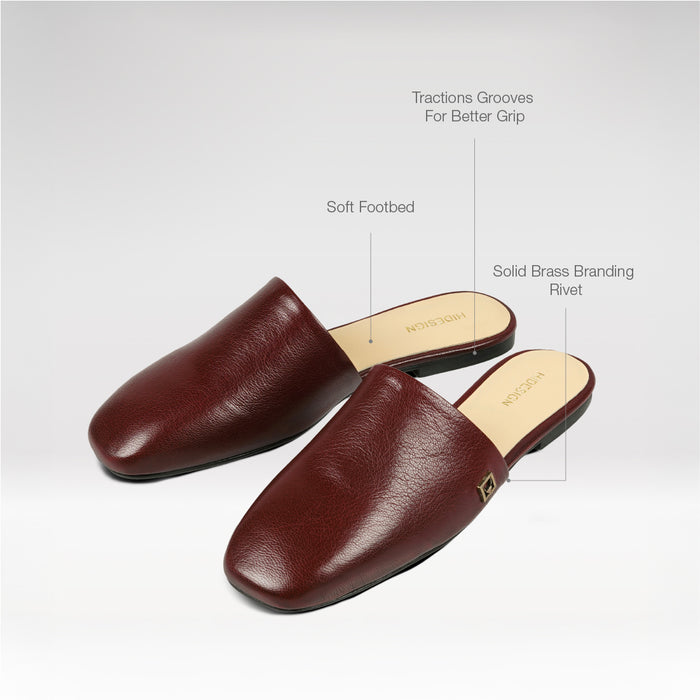 Jade Women's Red Leather Mules