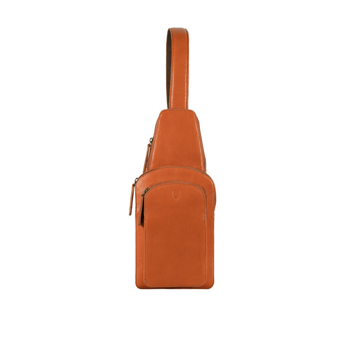 Jake Orange Leather  Crossbody
