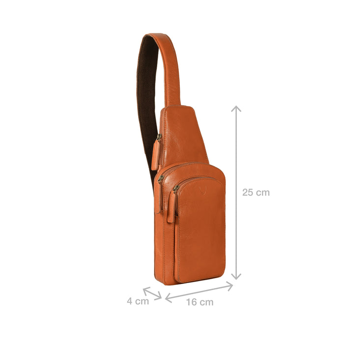 Jake Orange Leather  Crossbody
