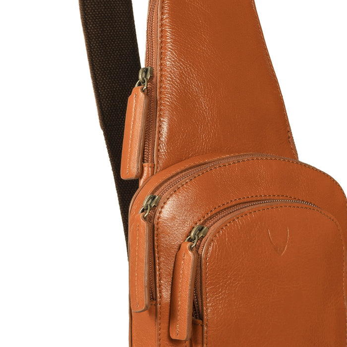 Jake Orange Leather  Crossbody