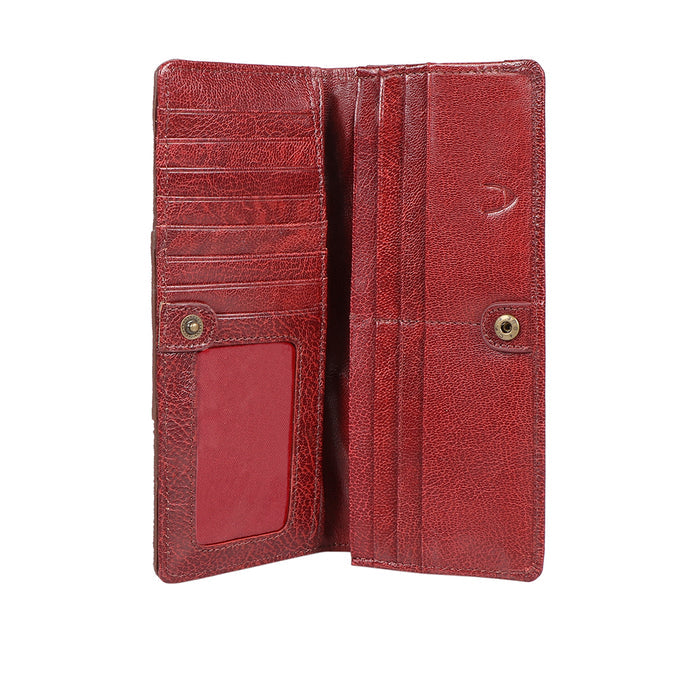 Janis W1 Red Leather Bi-Fold Wallet