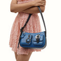 Jeju - 01 Blue Leather Shoulder Bag