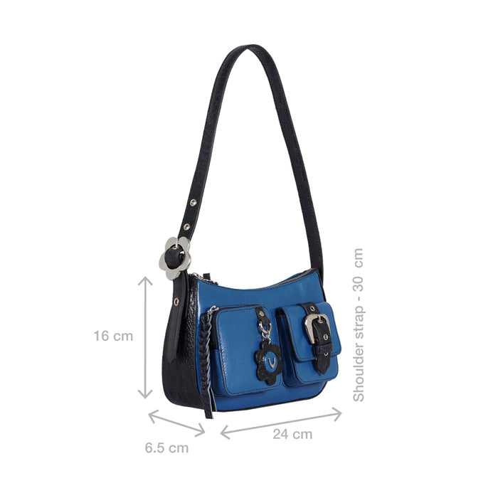 Jeju - 01 Blue Leather Shoulder Bag