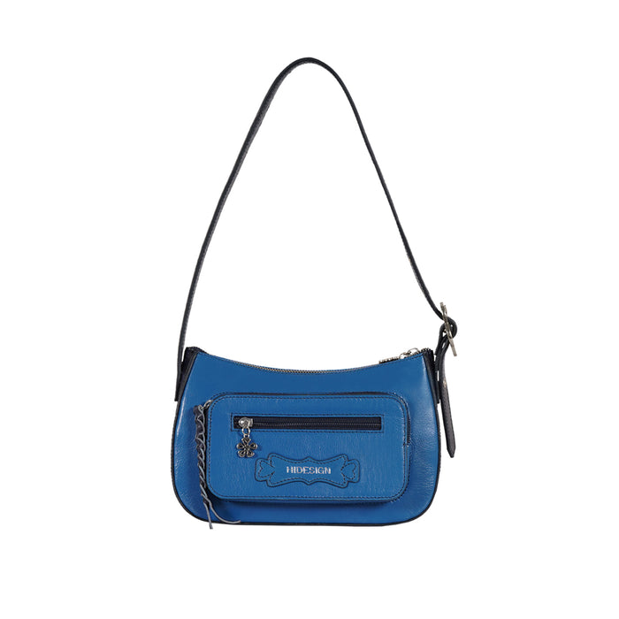 Jeju - 01 Blue Leather Shoulder Bag