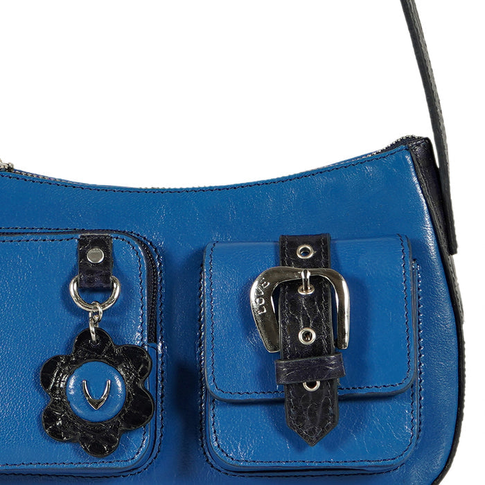 Jeju - 01 Blue Leather Shoulder Bag