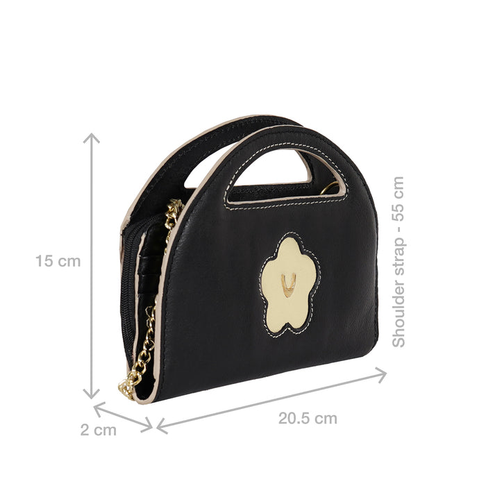 Jeju - W3 Black Leather Sling Wallet