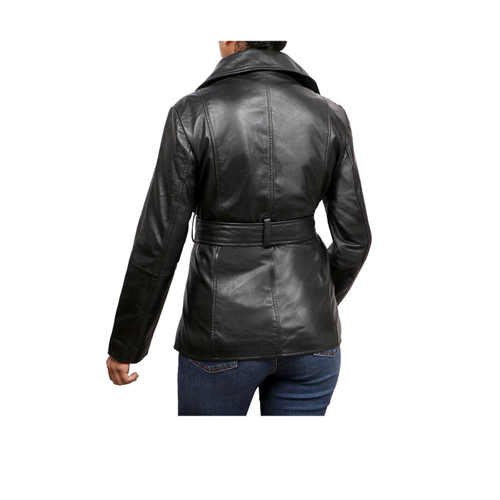 Jessica Women's Black Wrap Style Leather Jacket
