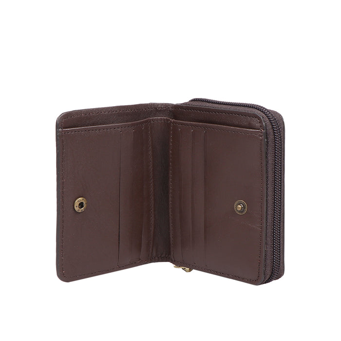 Jewel W1 Brown Leather Zip Around Wallet