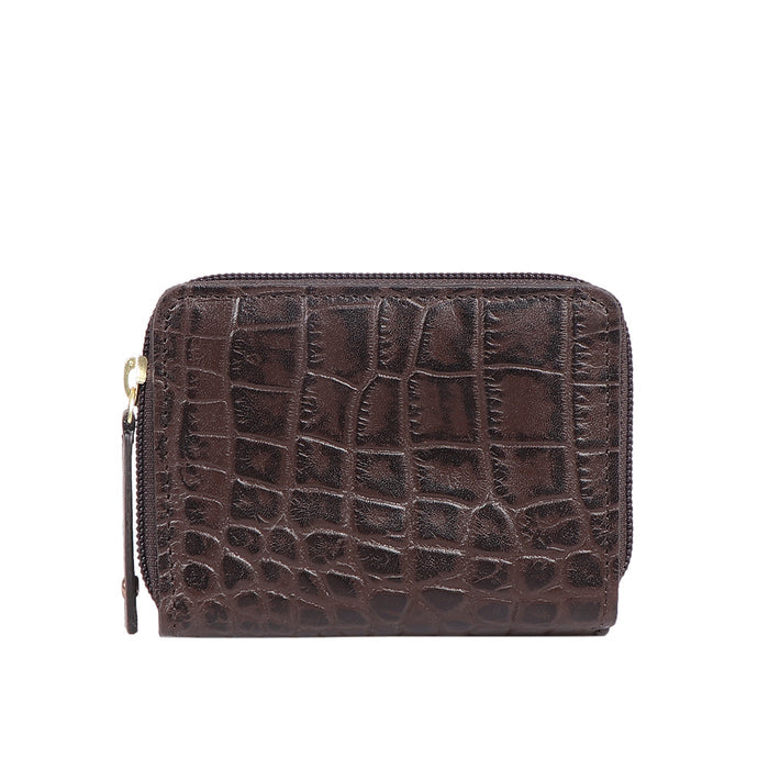 Jewel W1 Brown Leather Zip Around Wallet