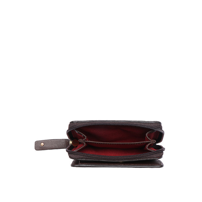Jewel W1 Brown Leather Zip Around Wallet