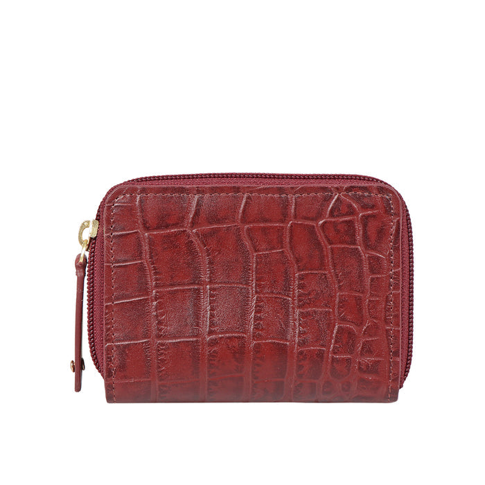 Jewel W1 Red Leather Zip Around Wallet