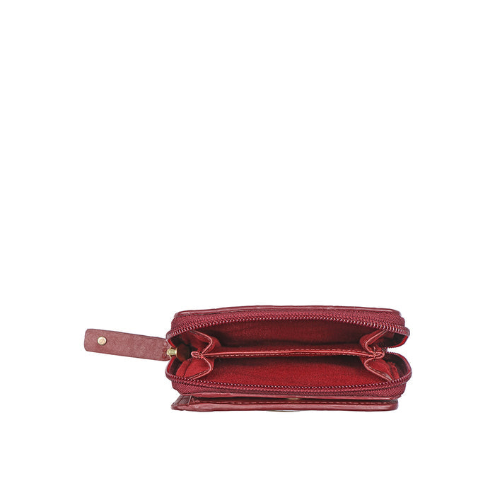 Jewel W1 Red Leather Zip Around Wallet